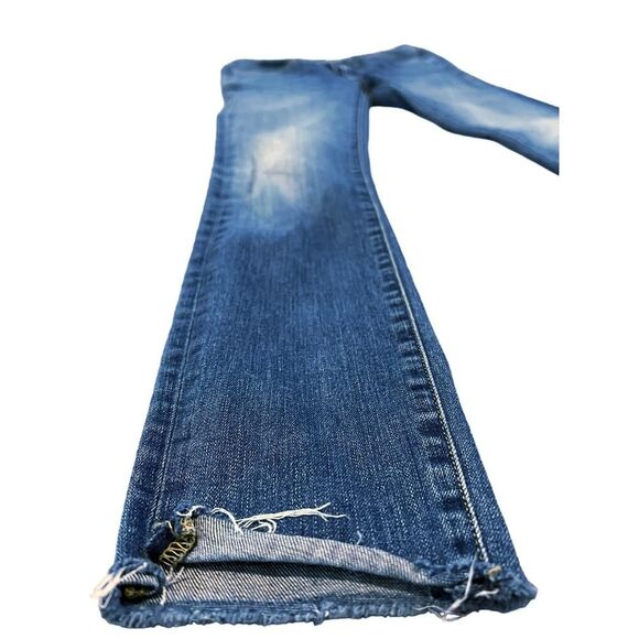 Imogene + Willie Low Rise Jeans Slim Blue Bottom Medium White Wash Open Hem 25 - Picture 7 of 11